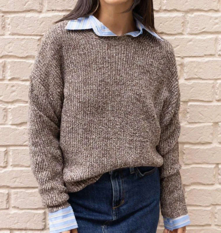 Hooded Women's Fleece - Lined Sweaters for WinterRichie Crew Neck Sweater In Java
