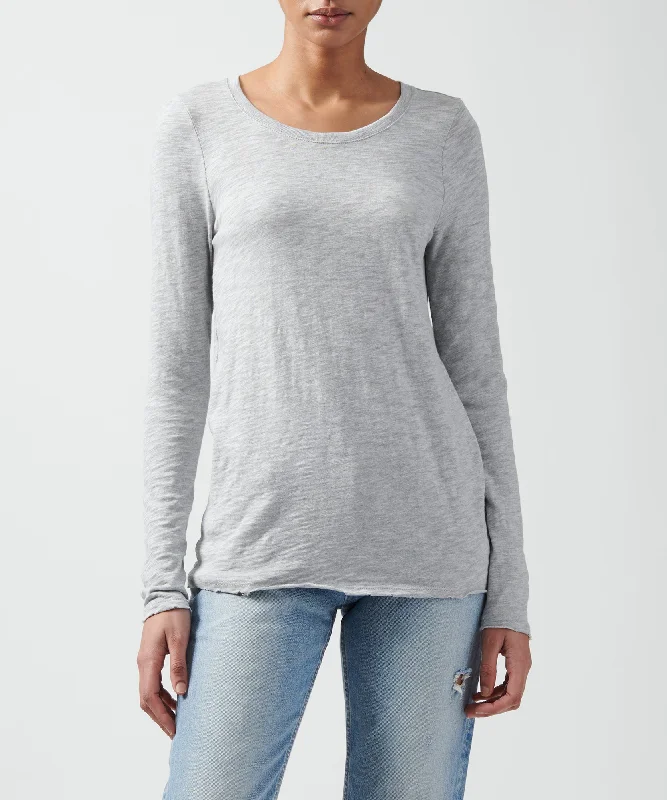 Puff Sleeve Women T Shirt for a Fashion - Forward LookSlub Jersey Long Sleeve Destroyed Wash Tee - Heather Grey Puff Sleeve Women T Shirt for a Fashion - Forward LookSlub Jersey Long Sleeve Destroyed Wash Tee - Heather Grey