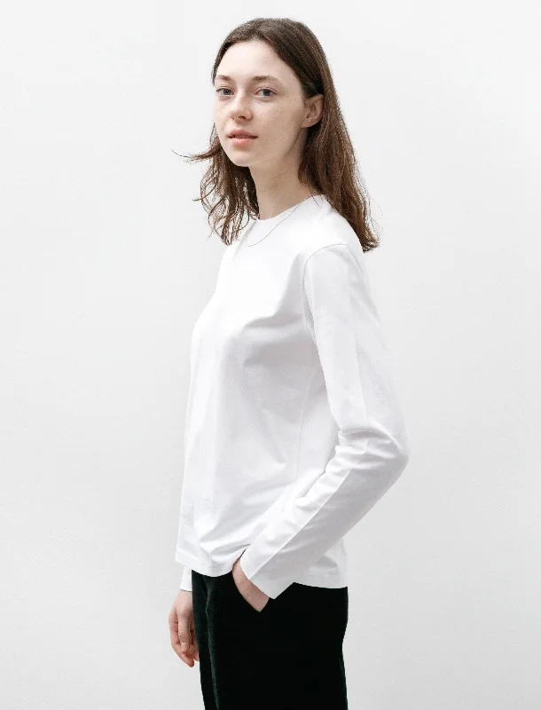 Long Sleeve Women T Shirt for Cooler WeatherLS Boy Fit T-Shirt White