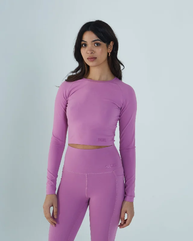 Sequined Women T Shirt for a Sparkly Night OutUna Crop Long Sleeve Top Purple Orchid Sequined Women T Shirt for a Sparkly Night OutUna Crop Long Sleeve Top Purple Orchid
