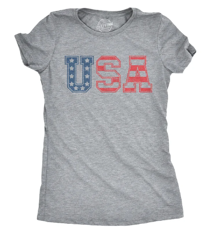 Crew Neck Women T Shirt with a Timeless DesignUSA Women's T Shirt