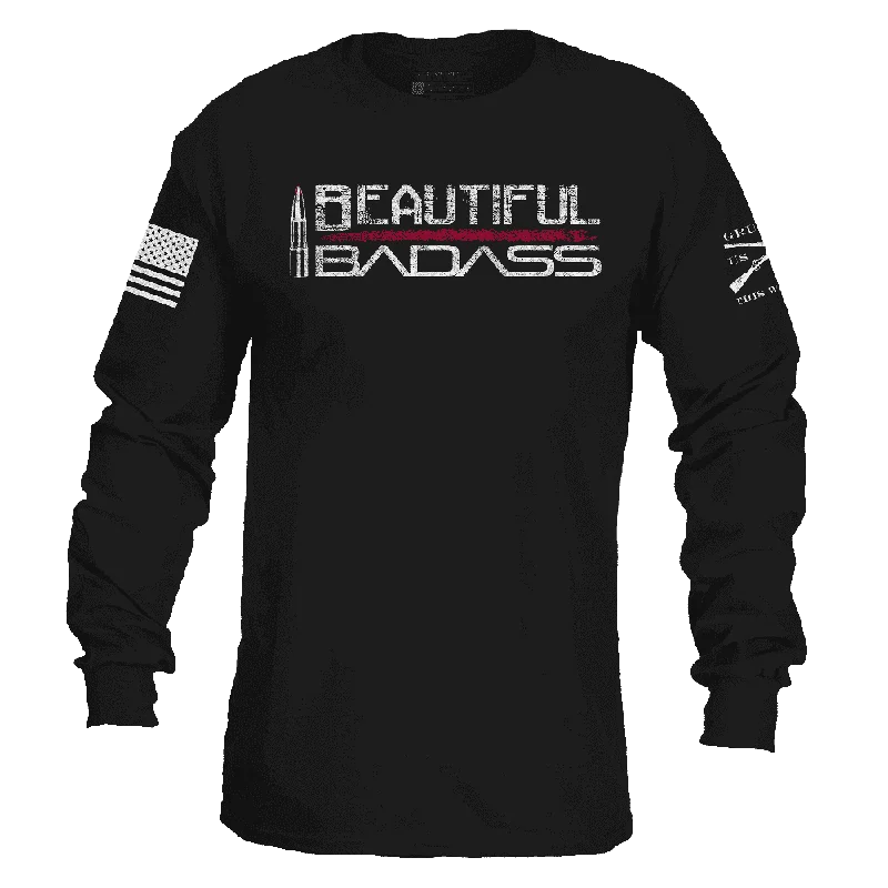 Striped Women T Shirt in a Classic PatternWomen's Beautiful Badass Long Sleeve - Black Striped Women T Shirt in a Classic PatternWomen's Beautiful Badass Long Sleeve - Black