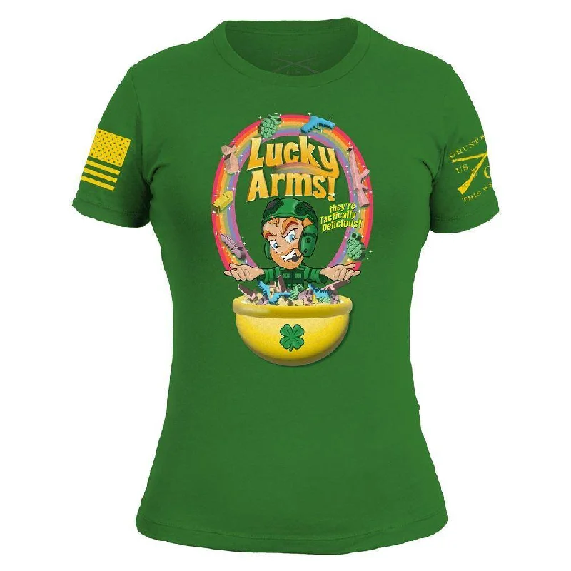 Pocketed Women T Shirt for Added FunctionalityWomen's Lucky Arms T-Shirt - Green