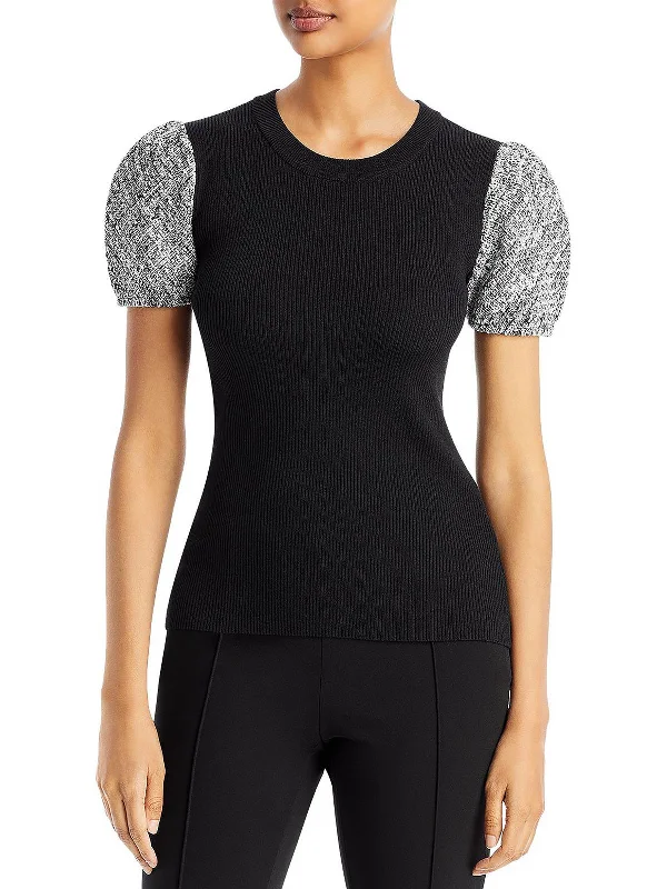 Plus Size Women's Sequined Sweaters for Special OccasionsWomens Tweed Crewneck Pullover Sweater
