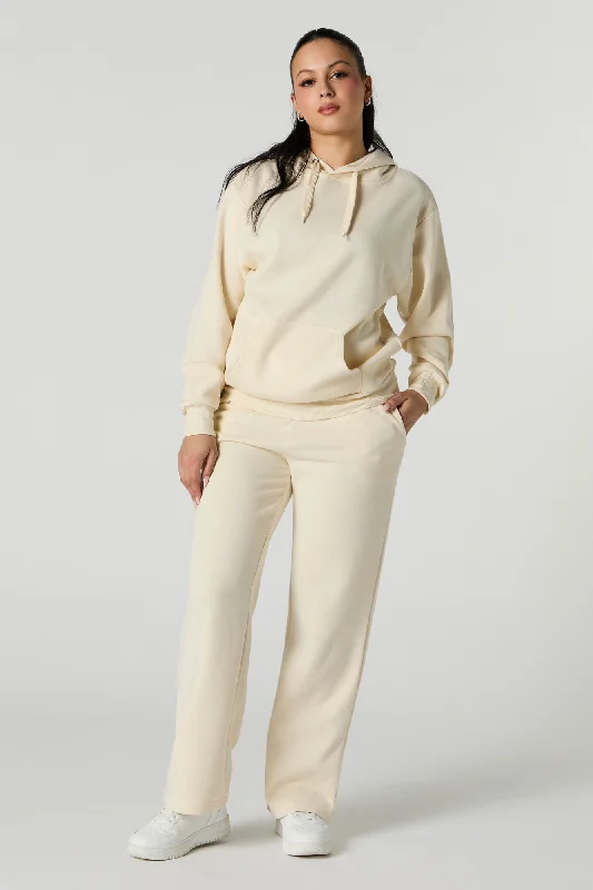 Women's oversized cropped hoodie with drawstrings for a trendy lookFleece Straight Leg Sweatpant Women's oversized cropped hoodie with drawstrings for a trendy lookFleece Straight Leg Sweatpant