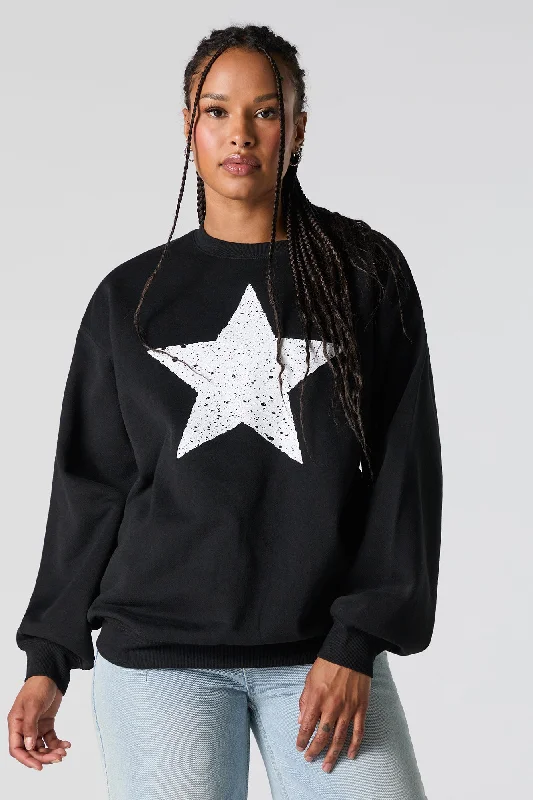 Women's cropped sweatshirt with a slogan graphic for a fun and expressive lookSpeckled Star Graphic Sweatshirt Women's cropped sweatshirt with a slogan graphic for a fun and expressive lookSpeckled Star Graphic Sweatshirt
