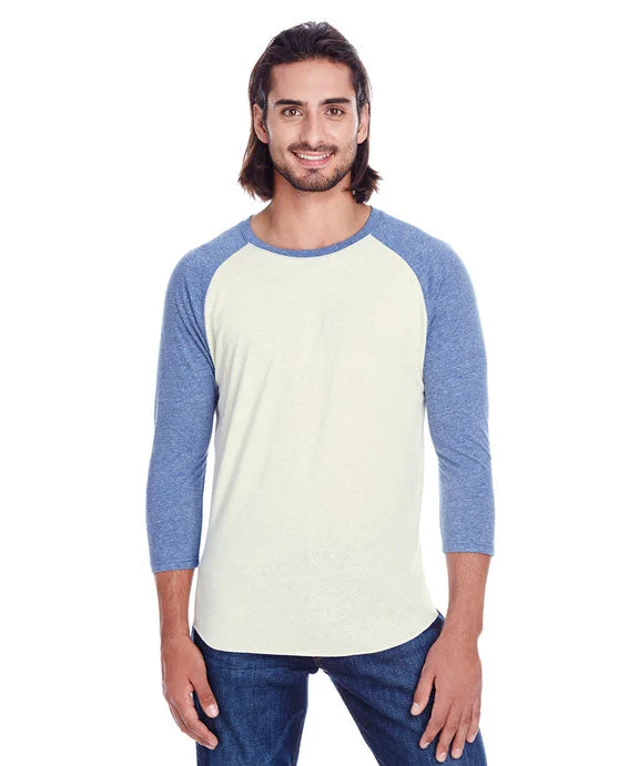 Women's long - sleeve cropped sweatshirt with ribbed cuffs for a snug fit302G - Threadfast Apparel Unisex Triblend 3/4-Sleeve Raglan | Cream/Navy Women's long - sleeve cropped sweatshirt with ribbed cuffs for a snug fit302G - Threadfast Apparel Unisex Triblend 3/4-Sleeve Raglan | Cream/Navy