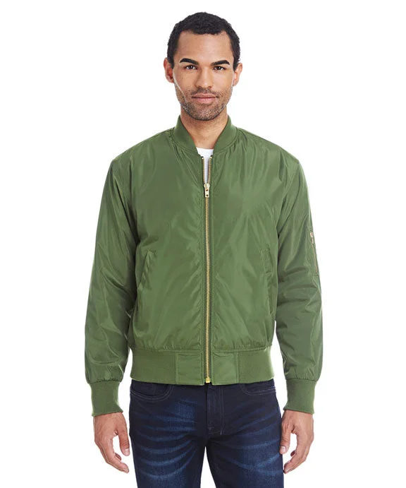 Women's quarter - zip sweatshirt made of organic cotton for eco - conscious fashion395J - Threadfast Apparel Unisex Bomber Jacket | Army