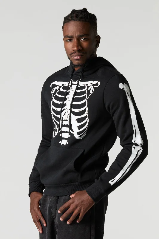 Women's cropped sweatshirt with a slogan graphic for a fun and expressive lookSkeleton Print Fleece Hoodie Women's cropped sweatshirt with a slogan graphic for a fun and expressive lookSkeleton Print Fleece Hoodie