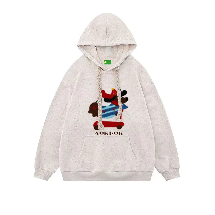 Women's zip - front sweatshirt with contrast stitching for a sporty aestheticAG Gypsophila Cartoon Embroidery Skateboard Dog Hoodie Women's zip - front sweatshirt with contrast stitching for a sporty aestheticAG Gypsophila Cartoon Embroidery Skateboard Dog Hoodie
