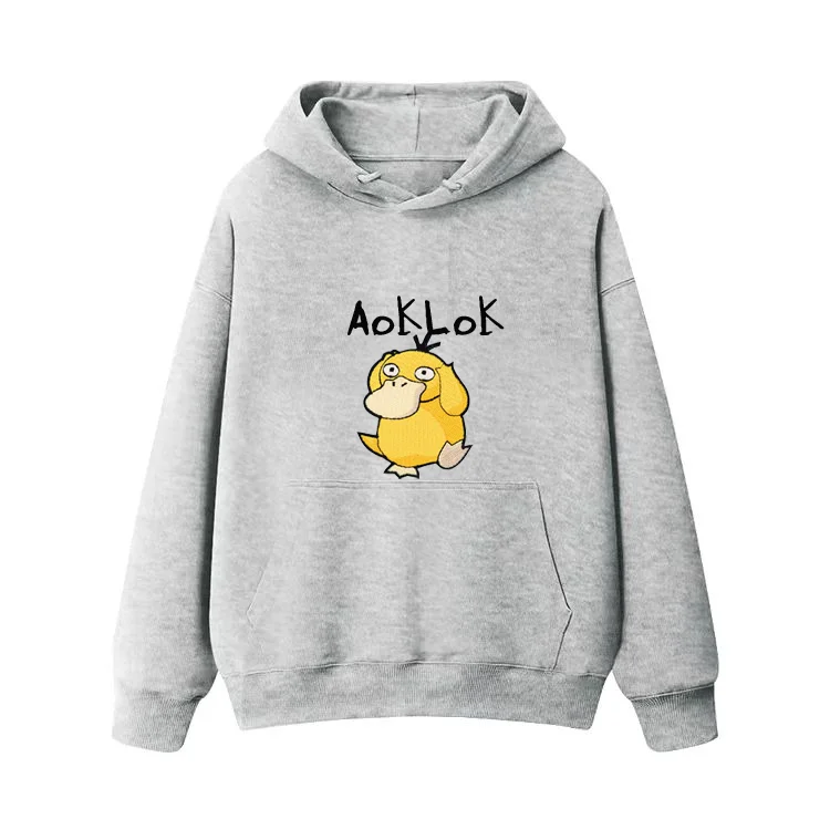 Women's crew - neck sweatshirt in a heather gray shade for a classic and versatile optionAG Cartton Psyduck Hoodie Women's crew - neck sweatshirt in a heather gray shade for a classic and versatile optionAG Cartton Psyduck Hoodie