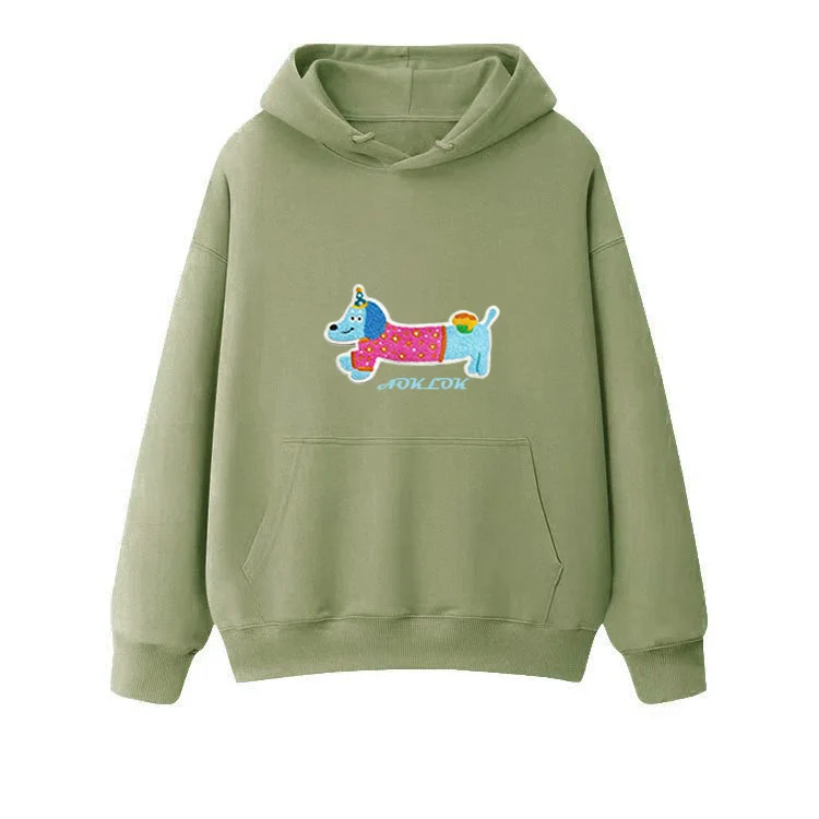 Women's hoodie with a glittery print for a glamorous and sparkly appearanceAG Embroidery Blue Dachshund Dog Hoodie Women's hoodie with a glittery print for a glamorous and sparkly appearanceAG Embroidery Blue Dachshund Dog Hoodie