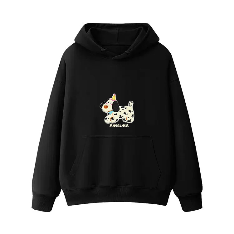 Women's cropped sweatshirt with a lace - trimmed hem for a romantic lookAG Embroidery Dalmatian Hoodie Women's cropped sweatshirt with a lace - trimmed hem for a romantic lookAG Embroidery Dalmatian Hoodie