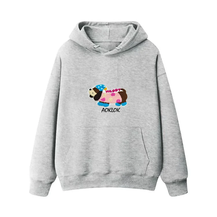 Women's tie - front hoodie in a lightweight fabric for summer layeringAG Embroidery Sleepwalking Dog Hoodie Women's tie - front hoodie in a lightweight fabric for summer layeringAG Embroidery Sleepwalking Dog Hoodie