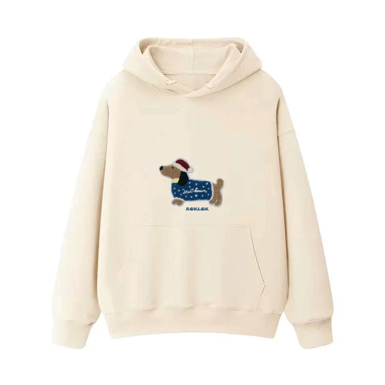 Women's crew - neck sweatshirt in a heather gray shade for a classic and versatile optionAG Embroidery Dachshund Dog In Christmas Hat Hoodie Women's crew - neck sweatshirt in a heather gray shade for a classic and versatile optionAG Embroidery Dachshund Dog In Christmas Hat Hoodie