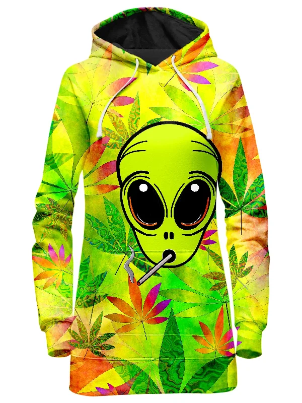 Women's tie - front hoodie in a lightweight fabric for summer layeringAlien Weed Hoodie Dress Women's tie - front hoodie in a lightweight fabric for summer layeringAlien Weed Hoodie Dress