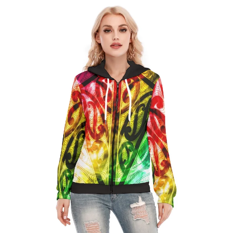 Women's sweatshirt with a mesh panel insert for breathability during workoutsAll-Over Print Women's Hoodie With Zipper Women's sweatshirt with a mesh panel insert for breathability during workoutsAll-Over Print Women's Hoodie With Zipper