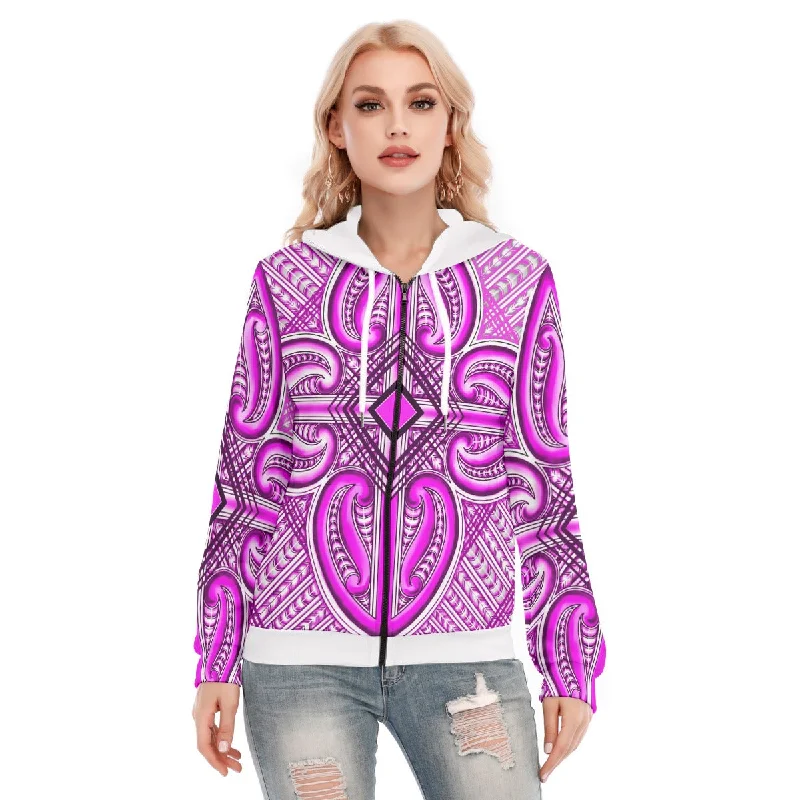 Women's zip - front sweatshirt with contrast stitching for a sporty aestheticAll-Over Print Women's Hoodie With Zipper Women's zip - front sweatshirt with contrast stitching for a sporty aestheticAll-Over Print Women's Hoodie With Zipper