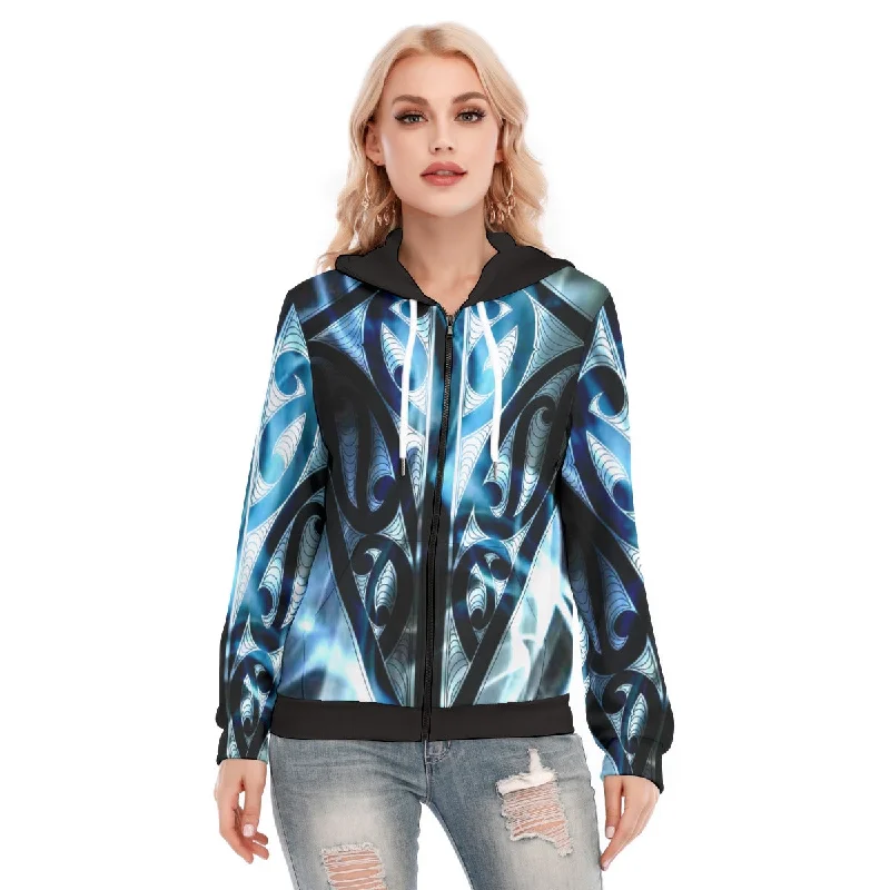 Women's mock - neck sweatshirt made of moisture - wicking material for fitness useAll-Over Print Women's Hoodie With Zipper Women's mock - neck sweatshirt made of moisture - wicking material for fitness useAll-Over Print Women's Hoodie With Zipper