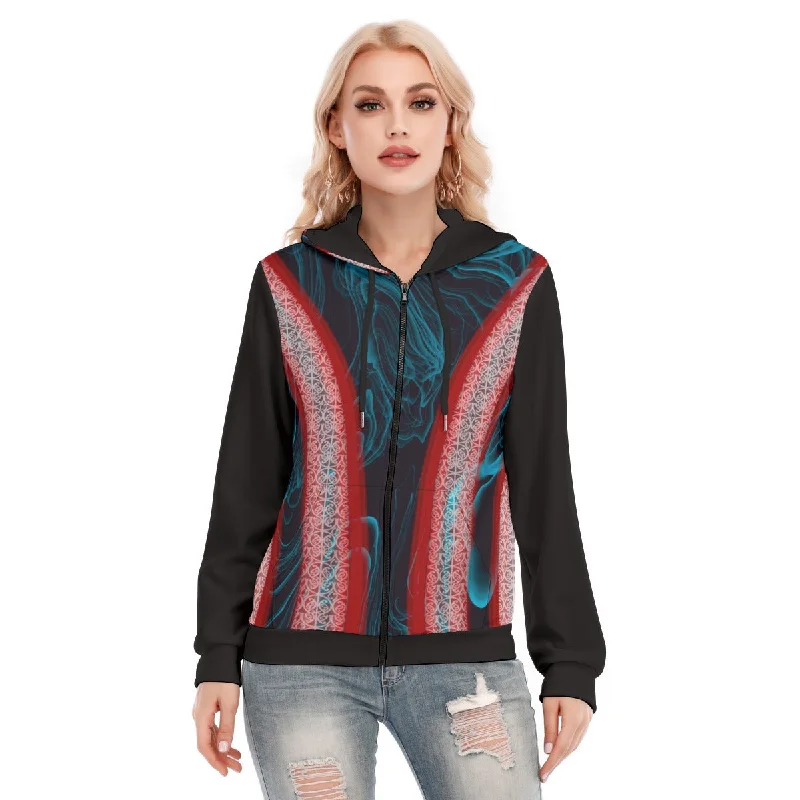 Women's crew - neck sweatshirt in a heather gray shade for a classic and versatile optionAll-Over Print Women's Hoodie With Zipper Women's crew - neck sweatshirt in a heather gray shade for a classic and versatile optionAll-Over Print Women's Hoodie With Zipper