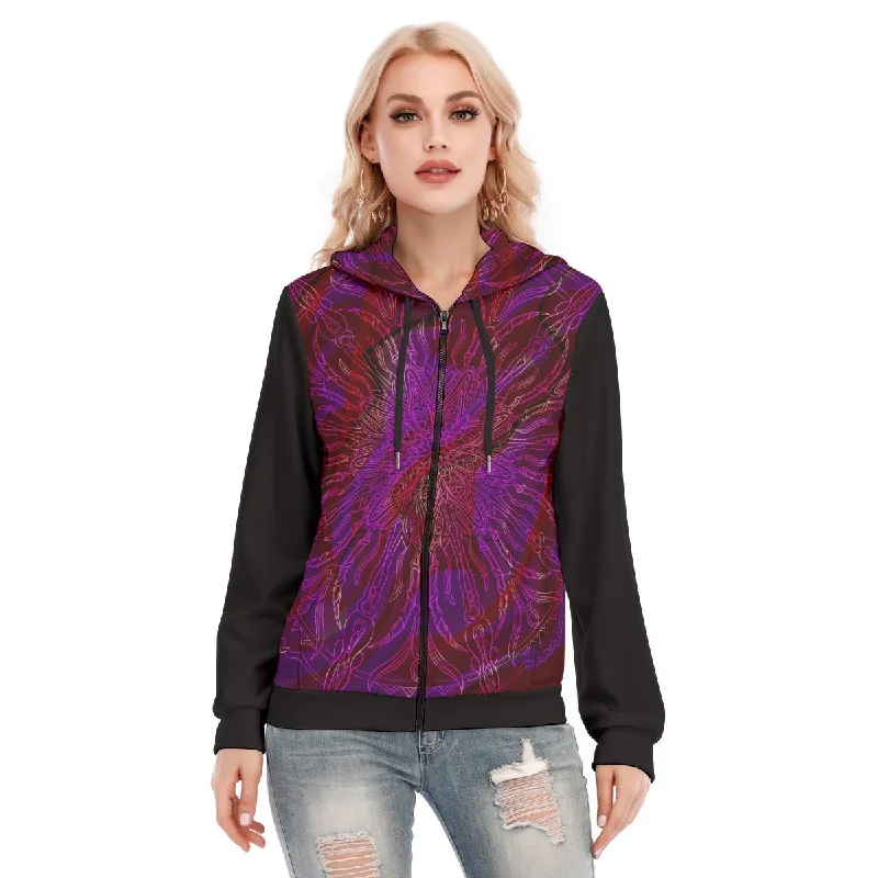 Women's sherpa - lined hoodie for extreme cold weather outdoor activitiesAll-Over Print Women's Hoodie With Zipper Women's sherpa - lined hoodie for extreme cold weather outdoor activitiesAll-Over Print Women's Hoodie With Zipper