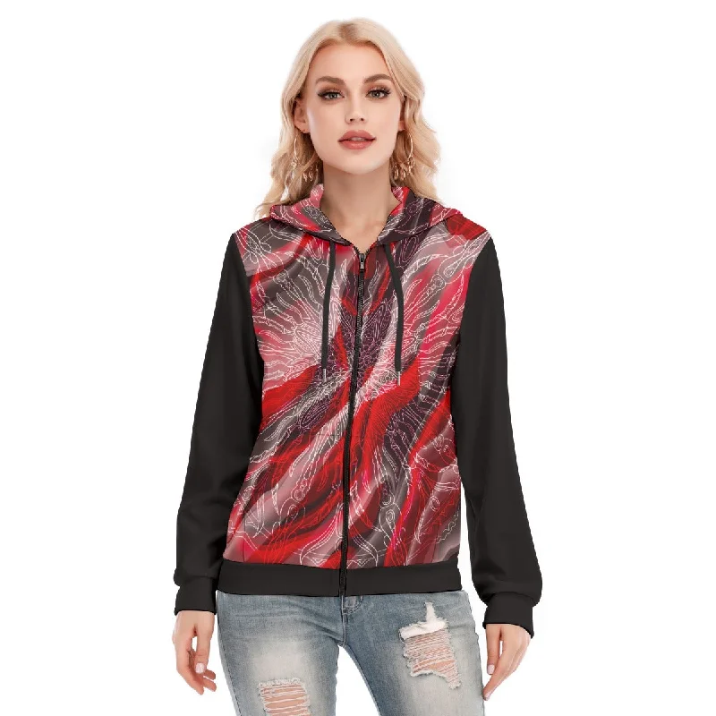 Women's hoodie with a glittery print for a glamorous and sparkly appearanceAll-Over Print Women's Hoodie With Zipper Women's hoodie with a glittery print for a glamorous and sparkly appearanceAll-Over Print Women's Hoodie With Zipper