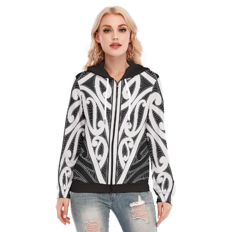 Women's sweatshirt with a mesh panel insert for breathability during workoutsAll-Over Print Women's Hoodie With Zipper Women's sweatshirt with a mesh panel insert for breathability during workoutsAll-Over Print Women's Hoodie With Zipper