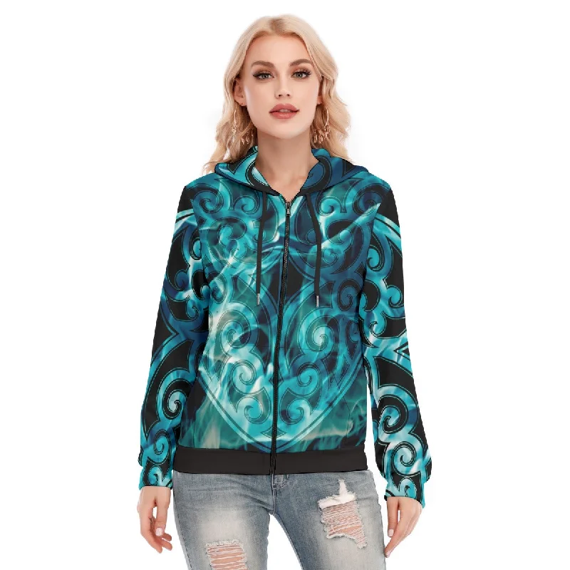 Women's cropped sweatshirt with a lace - trimmed hem for a romantic lookAll-Over Print Women's Hoodie With Zipper Women's cropped sweatshirt with a lace - trimmed hem for a romantic lookAll-Over Print Women's Hoodie With Zipper