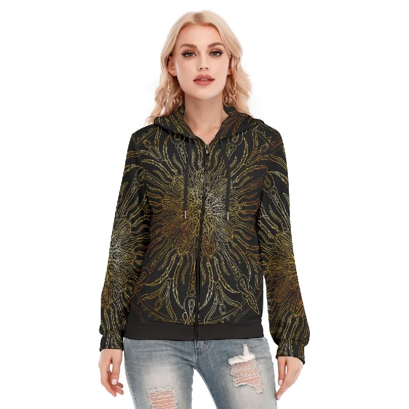 Women's hoodie with a kangaroo pocket and a pom - pom drawstring for added charmAll-Over Print Women's Hoodie With Zipper Women's hoodie with a kangaroo pocket and a pom - pom drawstring for added charmAll-Over Print Women's Hoodie With Zipper