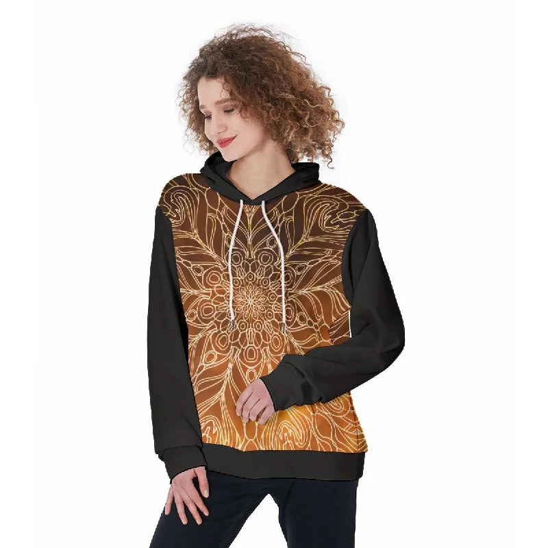 Women's hoodie with a kangaroo pocket and a pom - pom drawstring for added charmAll-Over Print Women's Pullover Hoodie Women's hoodie with a kangaroo pocket and a pom - pom drawstring for added charmAll-Over Print Women's Pullover Hoodie