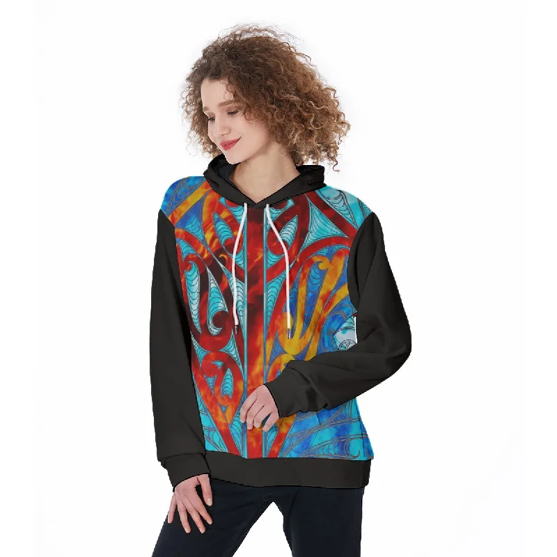 Women's cropped sweatshirt with a lace - trimmed hem for a romantic lookAll-Over Print Women's Pullover Hoodie Women's cropped sweatshirt with a lace - trimmed hem for a romantic lookAll-Over Print Women's Pullover Hoodie