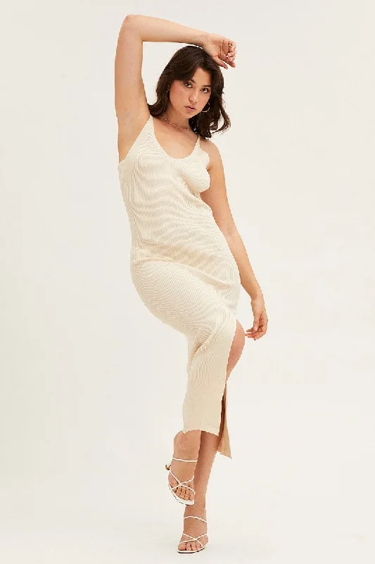 Ruffled Women Dress with Multiple Layers for a Playful and Girly StyleBeige V Neck Kint Midi Dress Ruffled Women Dress with Multiple Layers for a Playful and Girly StyleBeige V Neck Kint Midi Dress