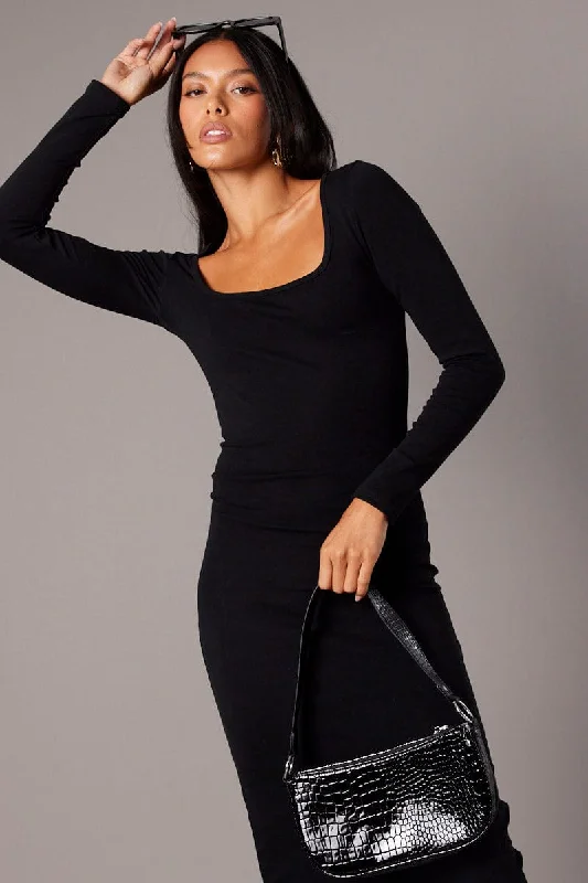 Plus Size Women Dress with a Flattering A - Line Cut for Comfort and StyleBlack Bodycon Dress Long Sleeve Plus Size Women Dress with a Flattering A - Line Cut for Comfort and StyleBlack Bodycon Dress Long Sleeve