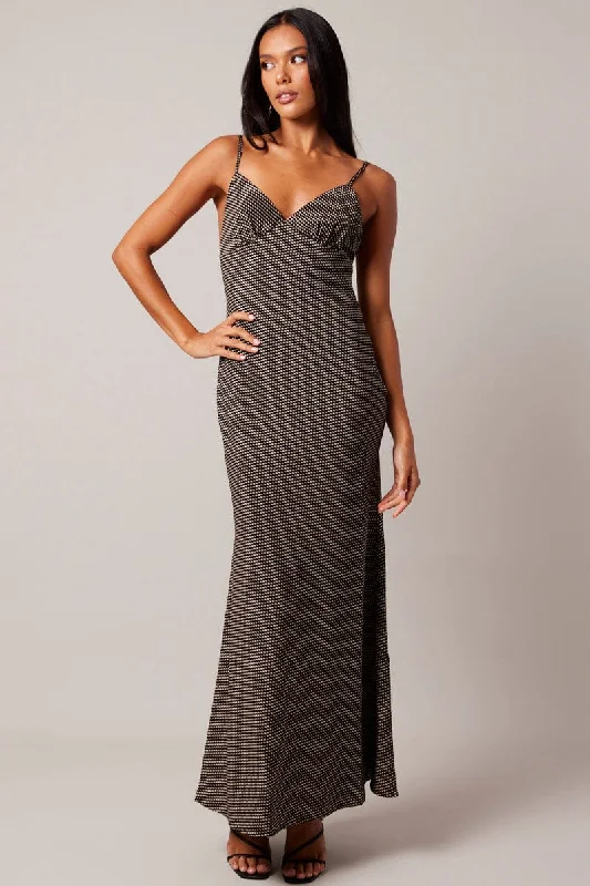 Off - the - Shoulder Women Dress for a Romantic and Feminine LookBlack Geo Maxi Dress Strappy Off - the - Shoulder Women Dress for a Romantic and Feminine LookBlack Geo Maxi Dress Strappy