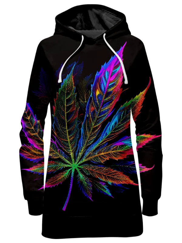 Women's crew - neck sweatshirt in a heather gray shade for a classic and versatile optionBlacklight Weed Hoodie Dress Women's crew - neck sweatshirt in a heather gray shade for a classic and versatile optionBlacklight Weed Hoodie Dress