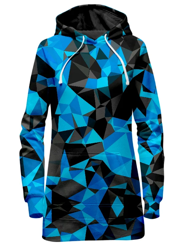 Women's long - sleeve cropped sweatshirt with ribbed cuffs for a snug fitBlue and Black Geo Hoodie Dress Women's long - sleeve cropped sweatshirt with ribbed cuffs for a snug fitBlue and Black Geo Hoodie Dress