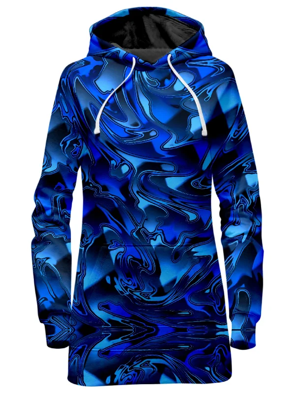 Women's quarter - zip sweatshirt made of organic cotton for eco - conscious fashionBlue Chromatic Melt Hoodie Dress