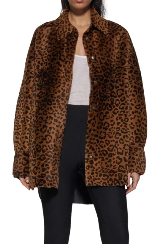 Women's waterproof rain jackets in bright yellow for high - visibility outdoor activitiesCamica Leopard Shirt Jacket Women's waterproof rain jackets in bright yellow for high - visibility outdoor activitiesCamica Leopard Shirt Jacket