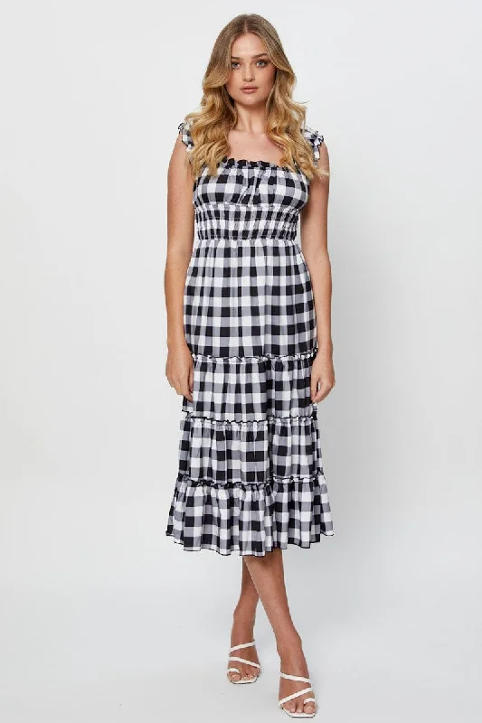 Strapless Women Dress with a Built - in Bra for Comfort and SupportCheck A Line Dress Sleeveless Midi Strapless Women Dress with a Built - in Bra for Comfort and SupportCheck A Line Dress Sleeveless Midi