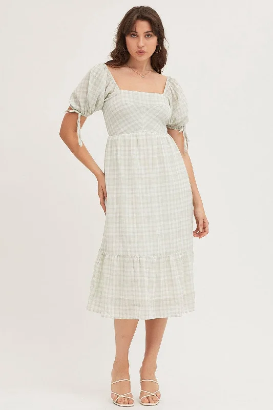 Backless Women Dress for a Sexy and Alluring Look at Evening EventsCheck Midi Dress Short Sleeve Evening Backless Women Dress for a Sexy and Alluring Look at Evening EventsCheck Midi Dress Short Sleeve Evening