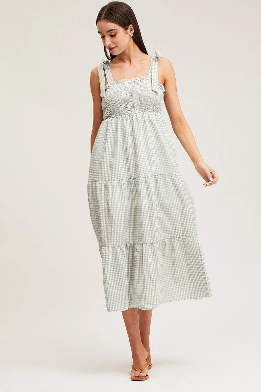Halter Neck Women Dress to Show Off the Shoulders and NecklineCheck Midi Dress Sleeveless Halter Neck Women Dress to Show Off the Shoulders and NecklineCheck Midi Dress Sleeveless