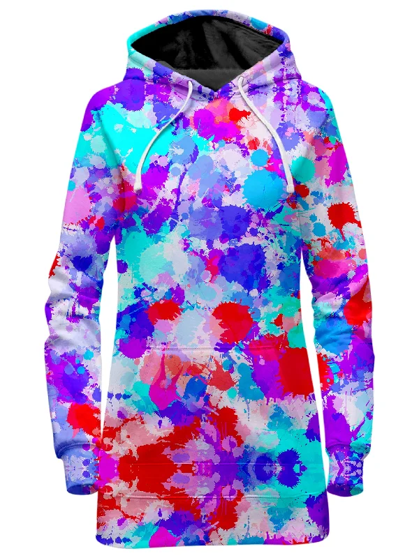 Women's hoodie with a detachable hood for customizable stylingCherry Frost Paint Splatter Hoodie Dress Women's hoodie with a detachable hood for customizable stylingCherry Frost Paint Splatter Hoodie Dress