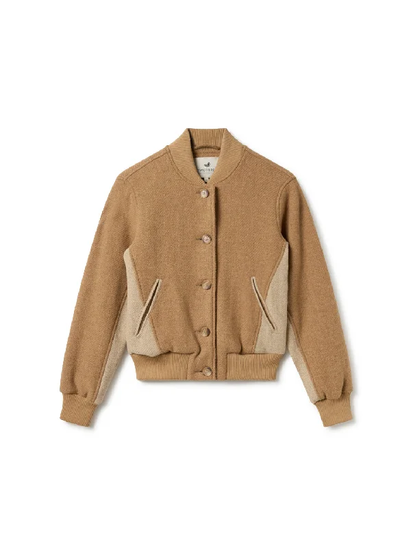 Women's denim jackets with a patchwork design for a bohemian and artsy styleColdita - Beige/Camel Women's denim jackets with a patchwork design for a bohemian and artsy styleColdita - Beige/Camel
