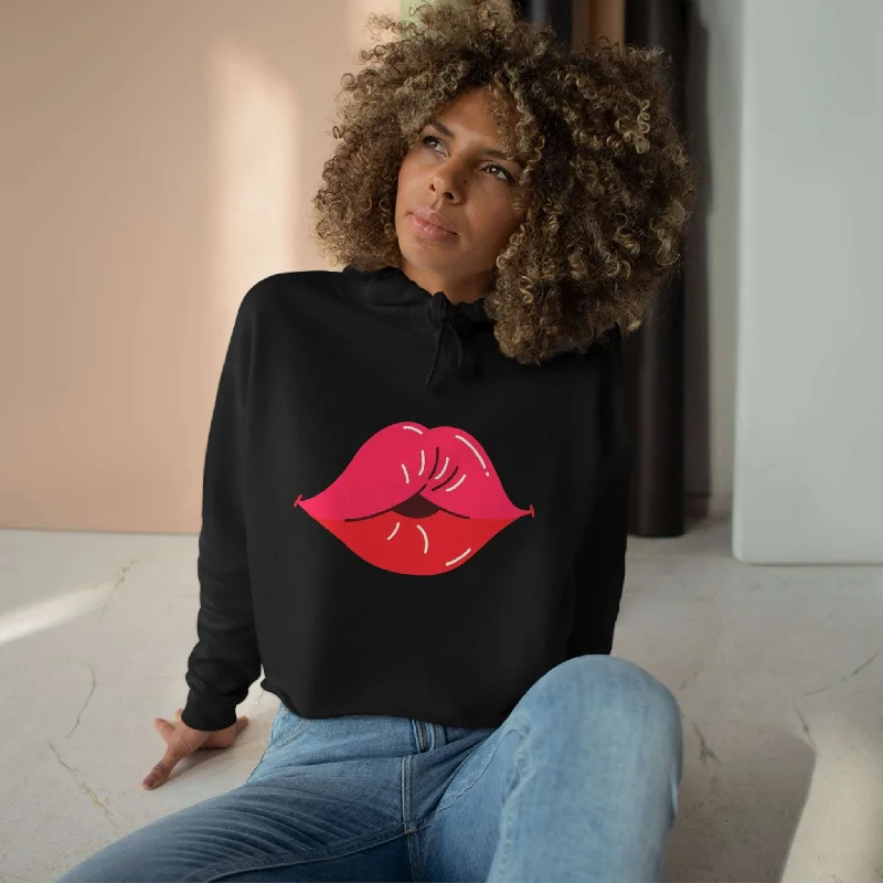 Women's graphic - printed sweatshirt featuring floral patterns for a feminine touchLuscious Red Lips Relaxed Fit Crop Hoodie Women's graphic - printed sweatshirt featuring floral patterns for a feminine touchLuscious Red Lips Relaxed Fit Crop Hoodie