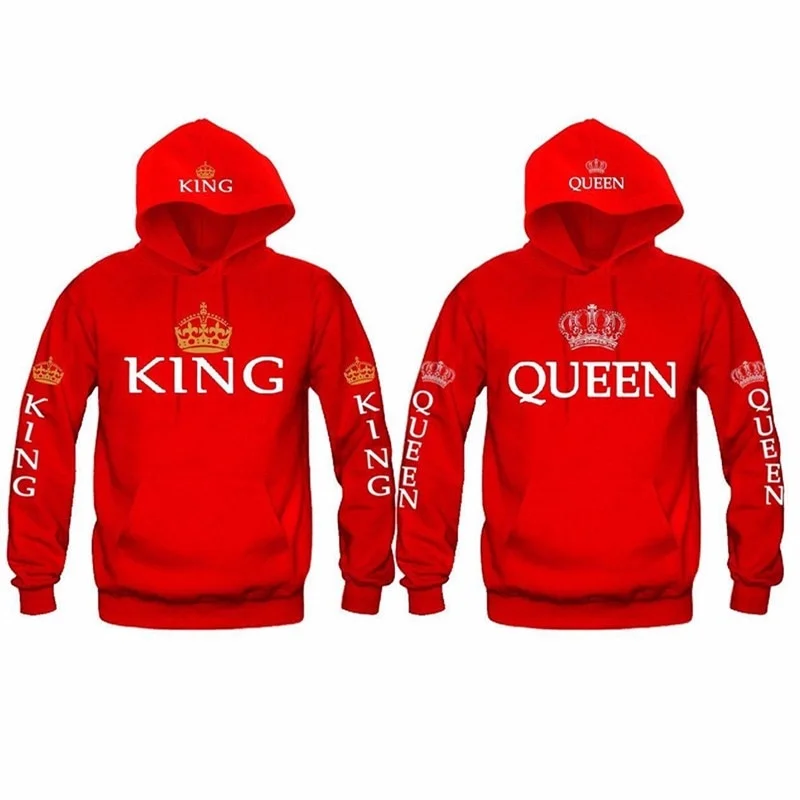Women's long - sleeve cropped sweatshirt with ribbed cuffs for a snug fitCrown King and Queen Hoodie for Couples