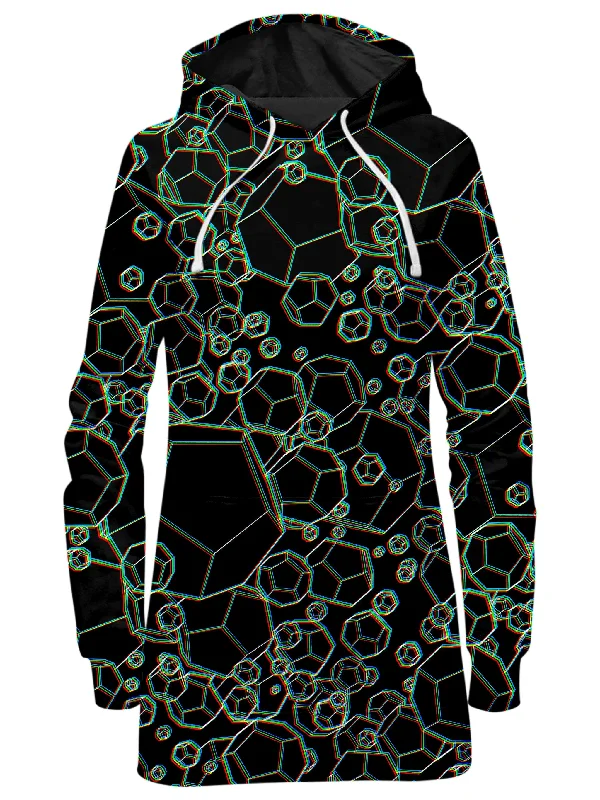 Women's oversized cropped hoodie with drawstrings for a trendy lookDodecahedron Madness Glitch Hoodie Dress Women's oversized cropped hoodie with drawstrings for a trendy lookDodecahedron Madness Glitch Hoodie Dress