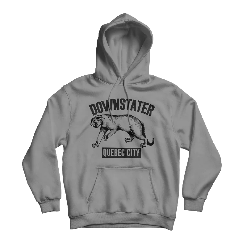Women's cropped sweatshirt with a slogan graphic for a fun and expressive lookDOWNSTATER "Jaguar" (Gray) (Pullover Hoodie) Women's cropped sweatshirt with a slogan graphic for a fun and expressive lookDOWNSTATER "Jaguar" (Gray) (Pullover Hoodie)