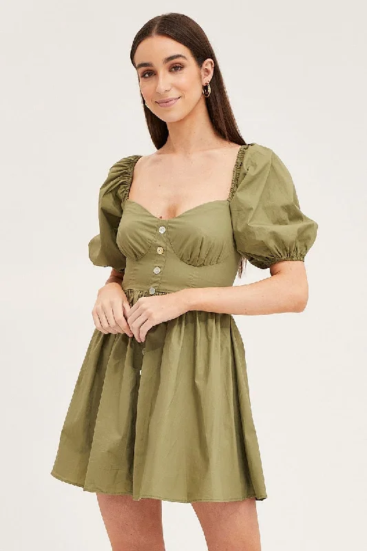 Shift Women Dress with a Simple and Classic Design for Everyday WearGreen Skater Dress Puff Sleeve Mini Sweet Heart Neck Shift Women Dress with a Simple and Classic Design for Everyday WearGreen Skater Dress Puff Sleeve Mini Sweet Heart Neck