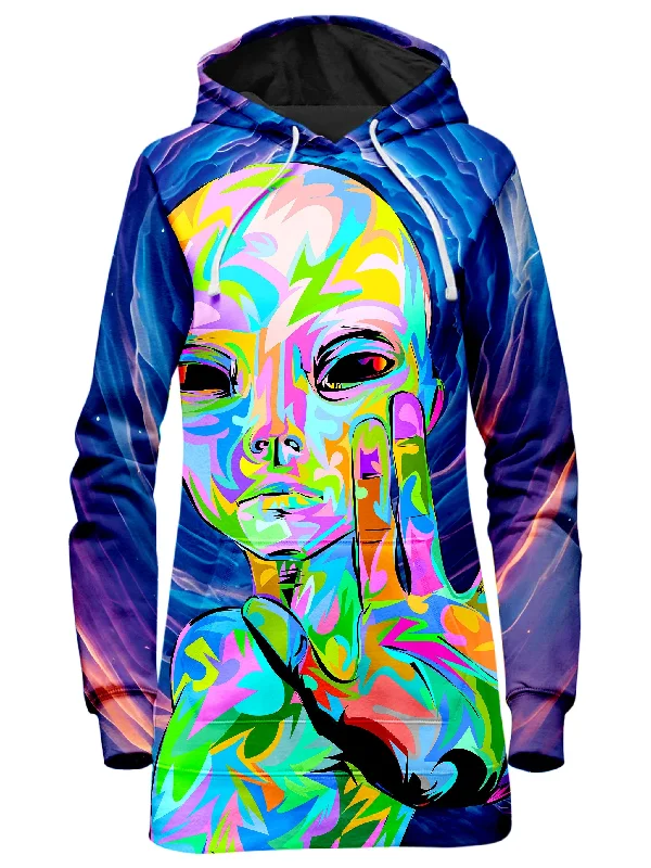 Women's graphic - printed sweatshirt featuring floral patterns for a feminine touchI Come in Peace Hoodie Dress Women's graphic - printed sweatshirt featuring floral patterns for a feminine touchI Come in Peace Hoodie Dress