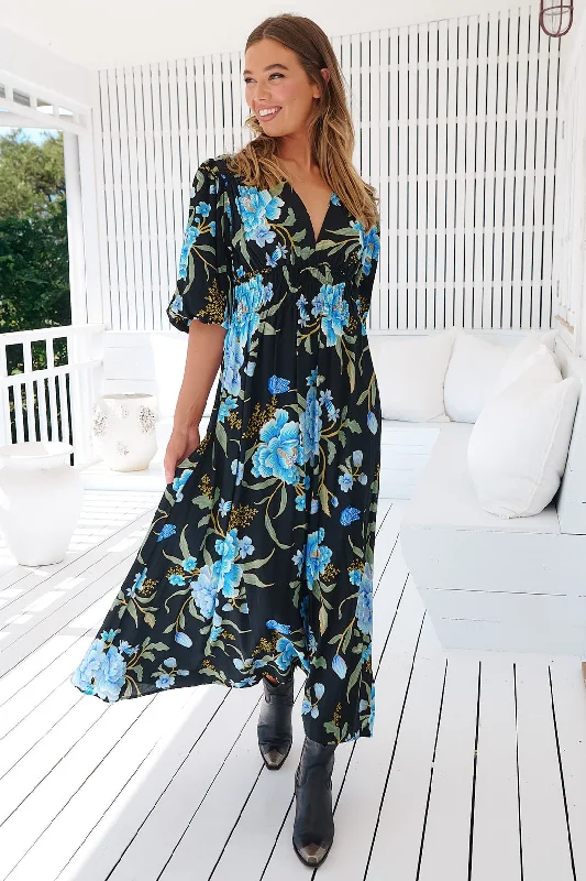 Shift Women Dress with a Simple and Classic Design for Everyday WearJaase Midnight Sapphire Print Sonya Maxi Dress Shift Women Dress with a Simple and Classic Design for Everyday WearJaase Midnight Sapphire Print Sonya Maxi Dress